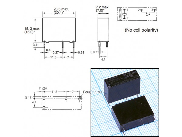 Реле 12VDC G5NB1AE 1A 5A/250VAC