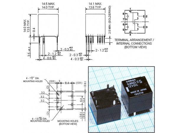 Реле 12VDC G8ND2S 2C 30A/12VDC