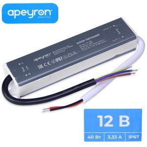 БП LED 12V 3,33A 40W APEYRON IP67 03-103