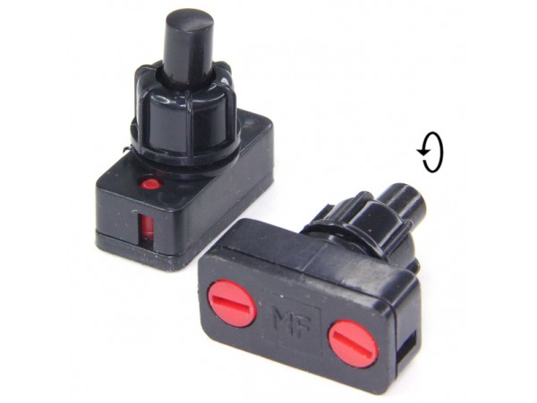 Выключатель-кнопка 250V/1A off-on кнопка черная с фикс.