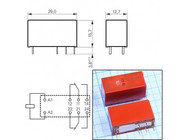 Реле 24VАC RT424524 2C 8A/250VAC Schrack