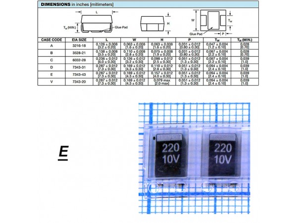 Конд.220/10V тант. E
