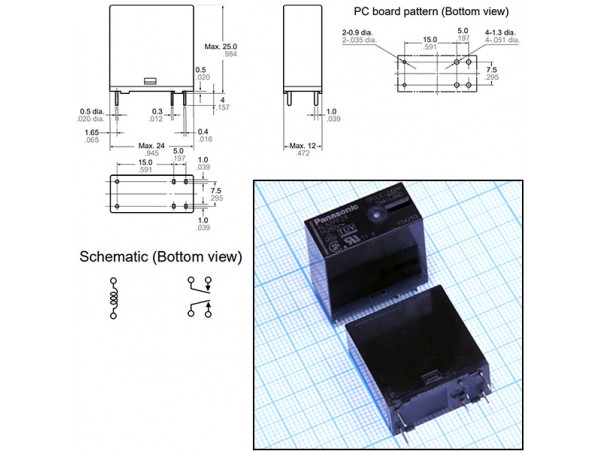 Реле 24VDC ALA2PF24 2A 5A/250VAC