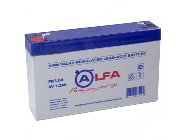 Аккумулятор 6V/7,2 Ah FB7.2-6 150х35х95 ALFA