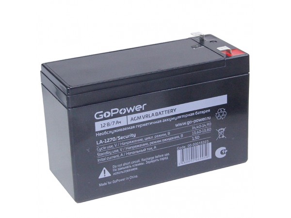 Аккумулятор 12V/7Ah LA-1270 GoPower