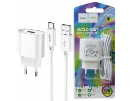 СЗУ USB 5V/3A QC18W Hoco + micro USB кабель C109A