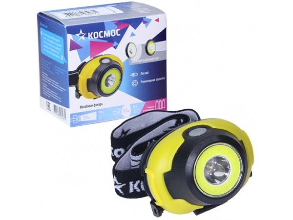 Фонарь налобный Космос H103 (3XR03) 1LED 3W