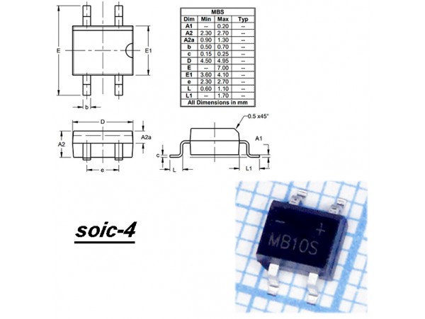 MB10S (0.5A/1000V) Диодный мост