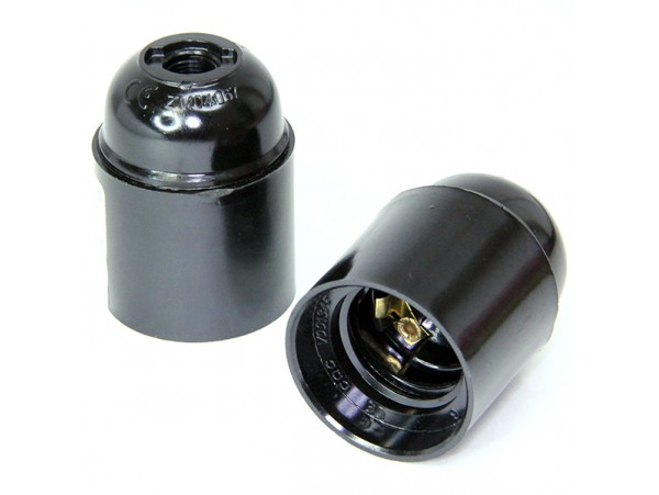 Патрон E27 подвесной карболит черный Ecola