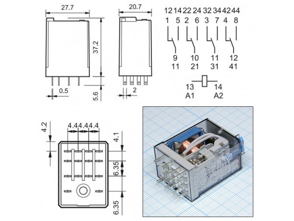 Реле 48VDC 553490480040 4C 7A/250VAC