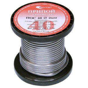 Припой d=2,0 ПОС-40 100г с канифолью