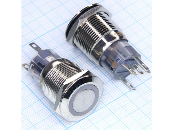 GQ19-W1 12V/5A on-on синяя антивандальная кнопка