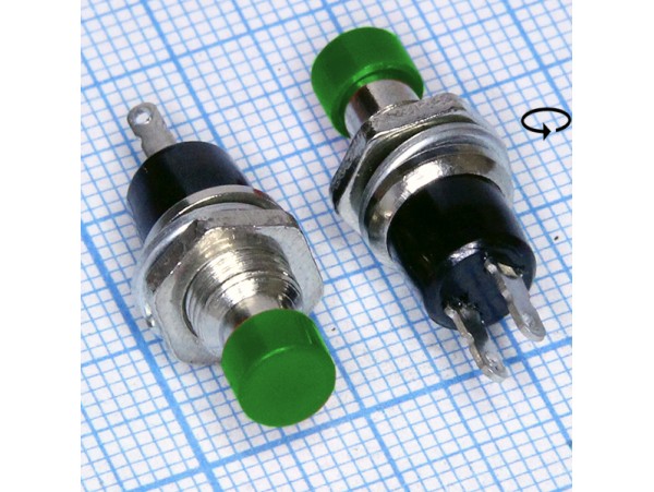 PBS-10B-2G 250V/1A off-(on) NO зелёная кнопка