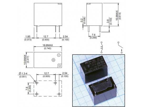 Реле 12VDC 835-1A-B-C 1A 10A/277VAC