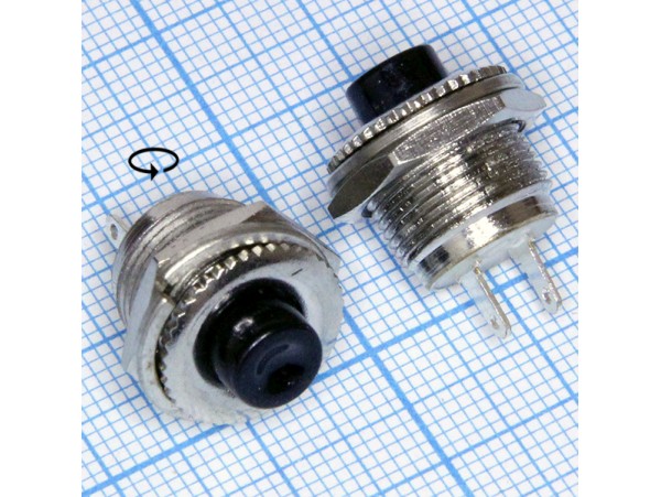 PSW-3-B 250V/0,3A off-(on) NO чёрная кнопка