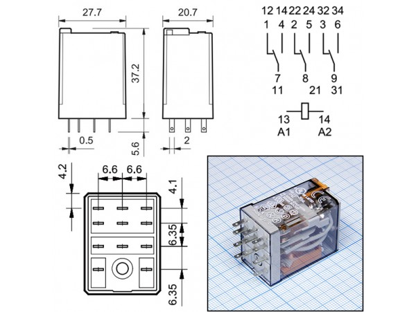 Реле 220VAC 553382300010 3C 10A/230VAC Finder