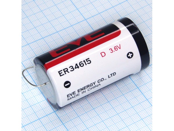 ER34615H  батарея 3,6V Lithium D с выводами EVE