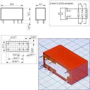 Реле 12VDC RT424012 2C 8A/250VAC Schrack