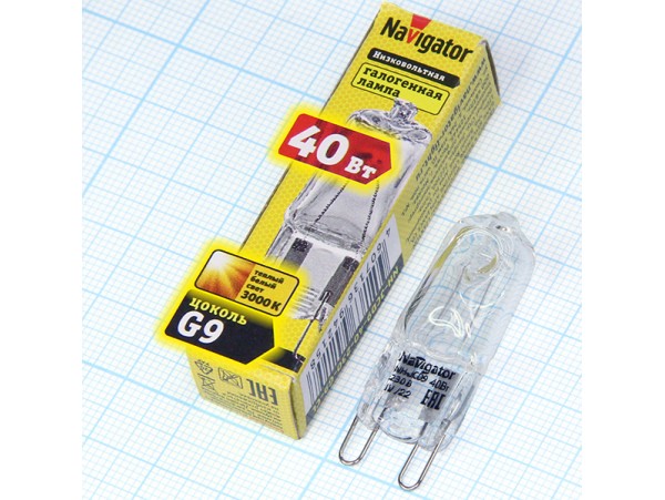Лампа 220V 40W G9 прозрачная