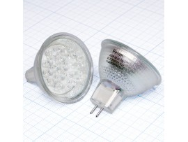 Лампа 220V 2W G5,3 LED красная, со стеклом JCDR