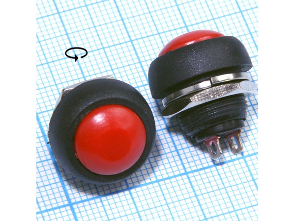 PBS-33 250V/1A off-(on) NO красная кнопка