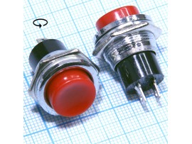 DS-212R 250V/2A on-(off) NC красная кнопка