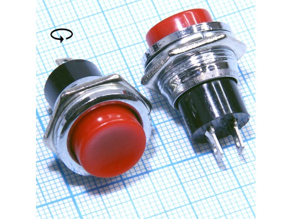 DS-212R 250V/2A on-(off) NC красная кнопка