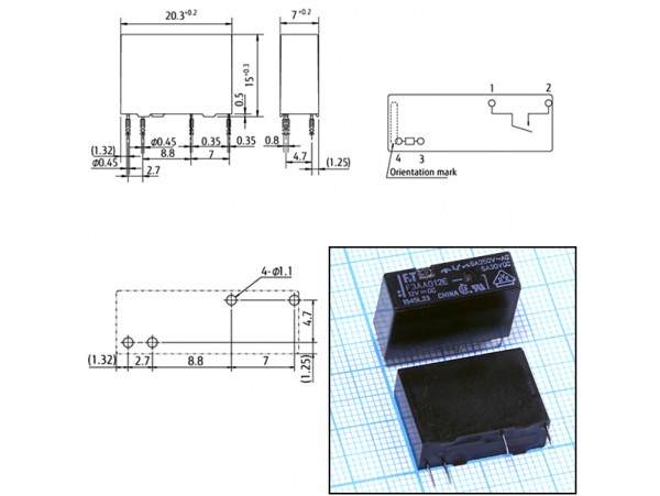 Реле 12VDC FTR-F3AA012E 1A 3A/250VAC