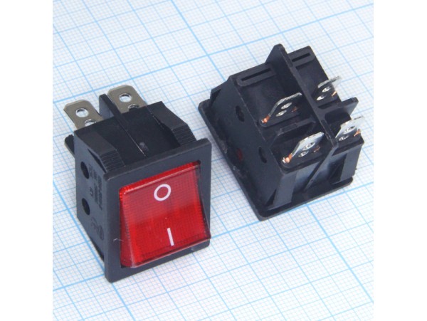 KCD4-201N-B 250V/30A on-off красный переключатель