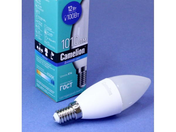 Лампа 220V 12W E14 6500K LED Camelion