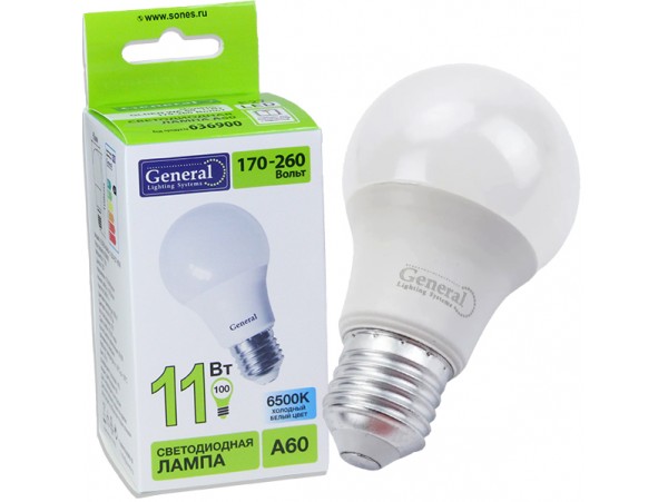 Лампа 220V 11W E27 6500K LED General