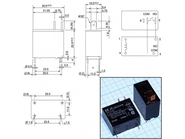 Реле 24VDC FTR-JRJB024W 2A 20A/250VAC