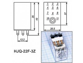 Реле 12VDC HJQ-22F-3Z-12VDC 3C 5A/240VAC