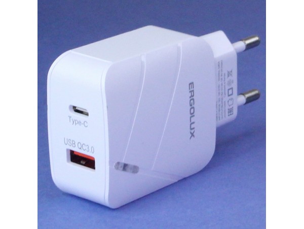 СЗУ USB+Type C Quick Charger3.0 QC 3.0 + PD 18W Ergolux