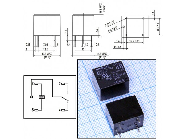 Реле 48VDC G5LA-1-TM3 1C 10A/277VAC