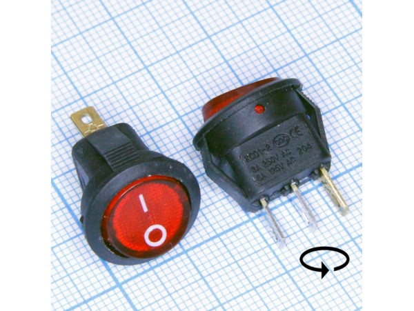 SWR-47 mini 250V/3A on-off красный 3pin переключатель