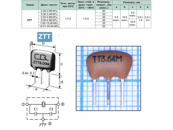 КВАРЦ ZTT 3.64 мГц