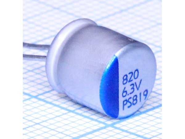 Конд.820/6,3V 0809 +105°C полимерный