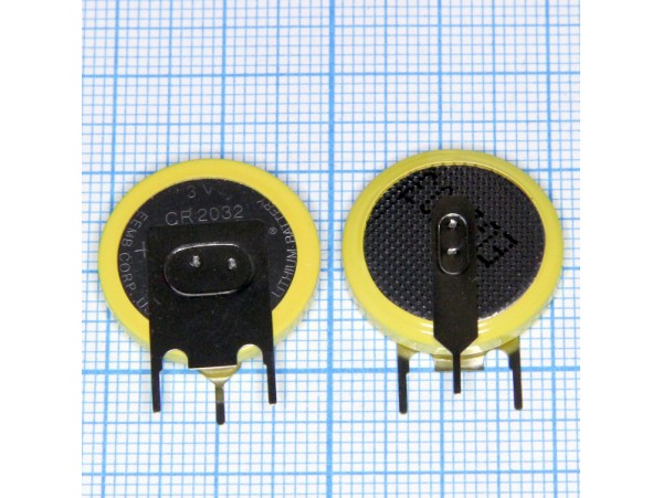 CR2032-PEN3 Батарейка 3V с 3 выводами, вертик.