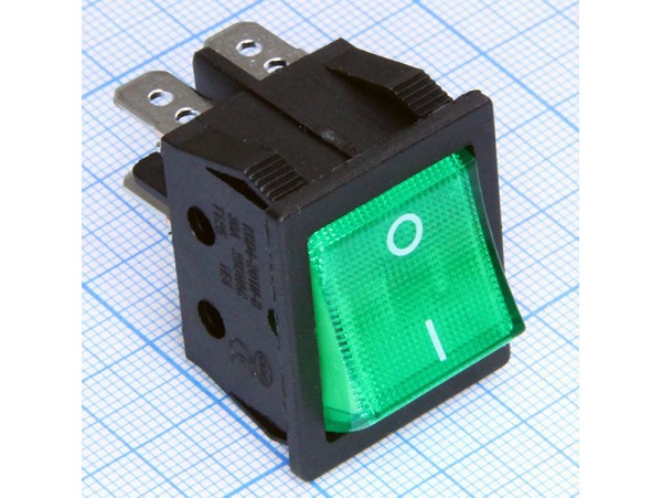 KCD4-201N-B 250V/30A on-off зелёный переключатель