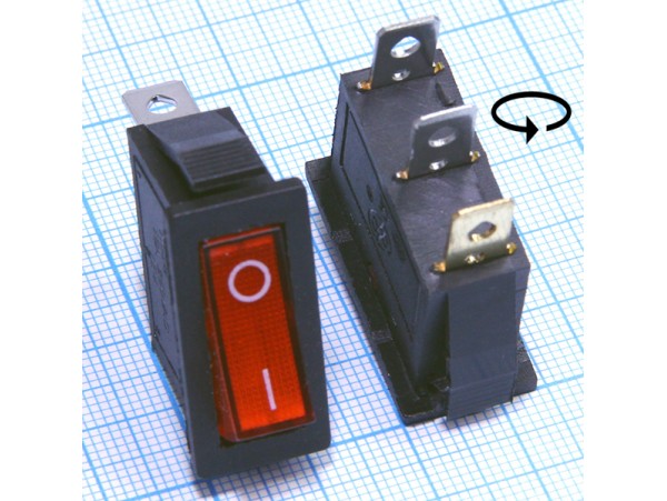 KCD3-101C11CRB 12V/16A on-off красный переключатель