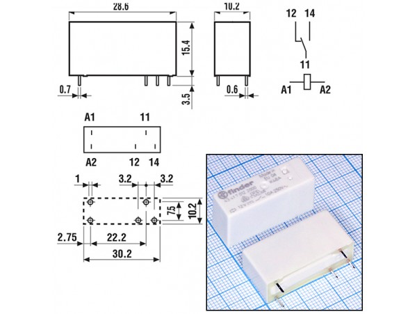 Реле 12VDC 434170122000 1C 10A/250VAC Finder