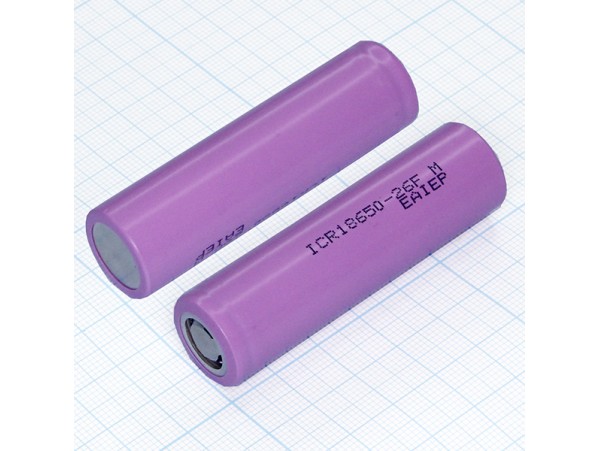 Аккумулятор 3,7V/2600 ICR18650-26F (d=18;L=65)