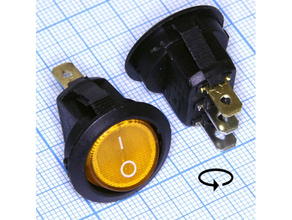 KCD1-101N-8 12V/20A on-off жёлтый переключатель