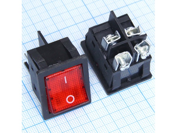 KDC2R 250V/30A on-off под винт красный переключатель