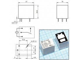 Реле 12VDC HF152F/012-1HT 1A 16A/250VAC