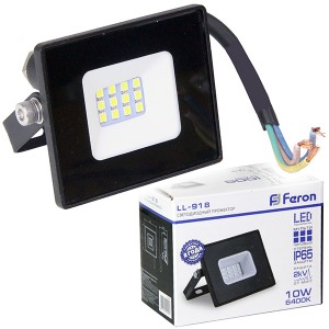 Прожектор 10W 6500K чёрный IP65