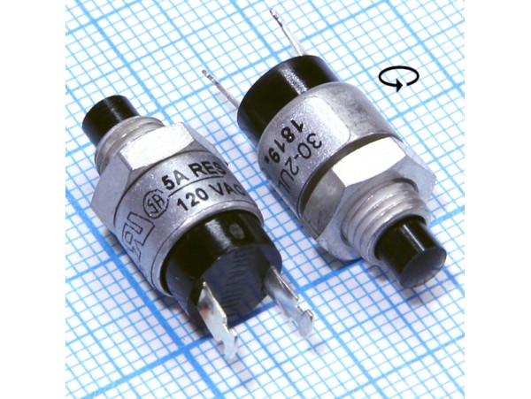 30-2UL 120V/5A on-(off) NC чёрная кнопка
