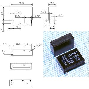 Реле 24VDC TRGB-L-SS-24VDC-S-Z 1A 5A/250VAC
