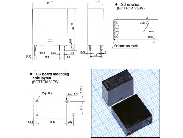 Реле 12VDC FTR-K2AK012T 1A 16A/250VAC